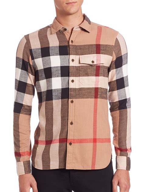 burberry men's check shirt free shipping|Burberry Check cotton shirts.